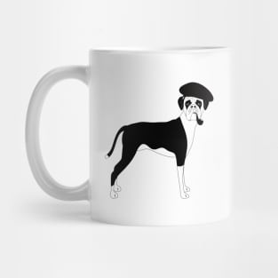 Boxer Dog Smoking Pipe with Beret Mug